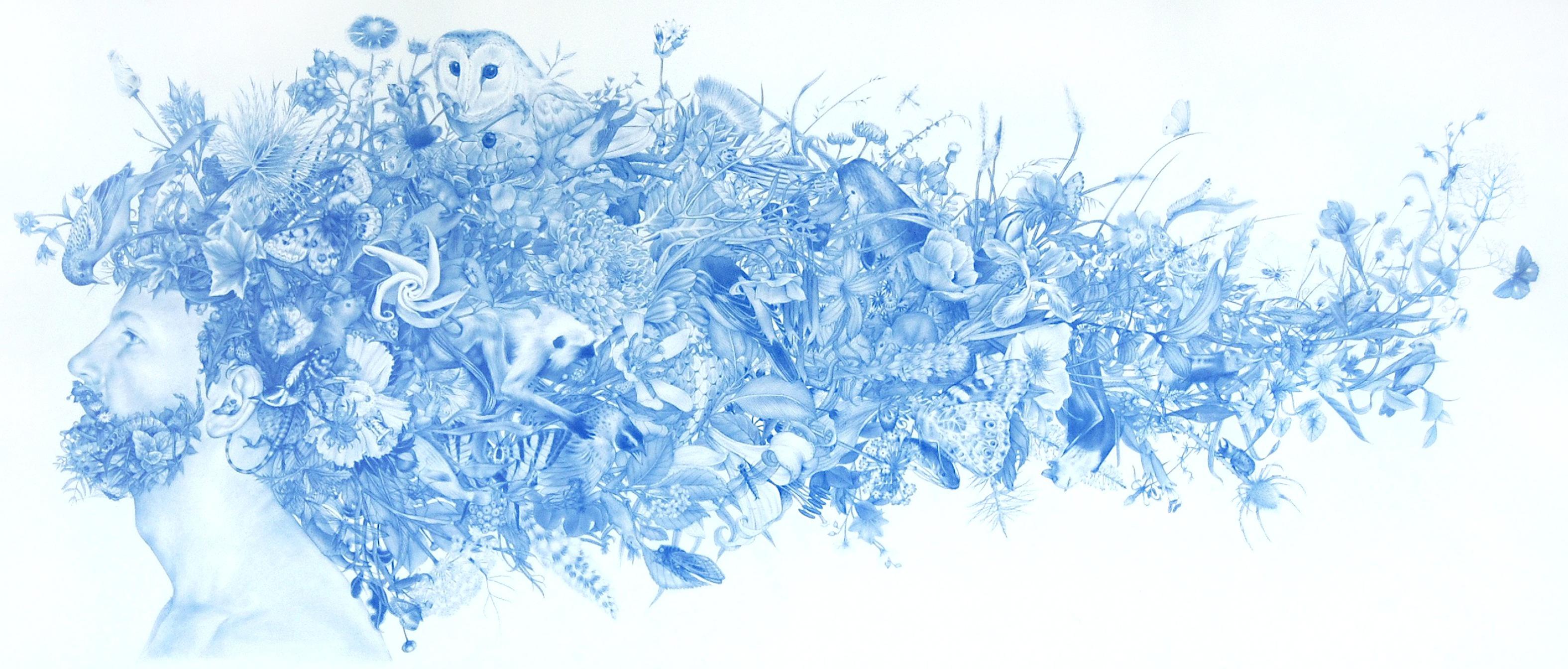 He paints. Что значит одноцветная картина. Zachari Logan (Canadian, 1980), ditch 6, 2015. Blue Pencil on Mylar,.