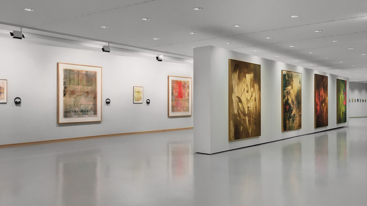 Exhibition view including works from “Die Summe meiner Daten” [The Sum of My Data], “It's Complicated,” and “Schöne neue Welt” [Brave New World]; Kunstsammlung im Willy-Brandt-Haus, Berlin, 2023