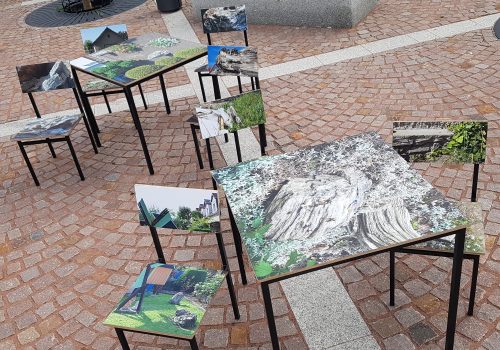 Installation in public space, Photographs of relics from the era of open-cast mining in the Leipzig region