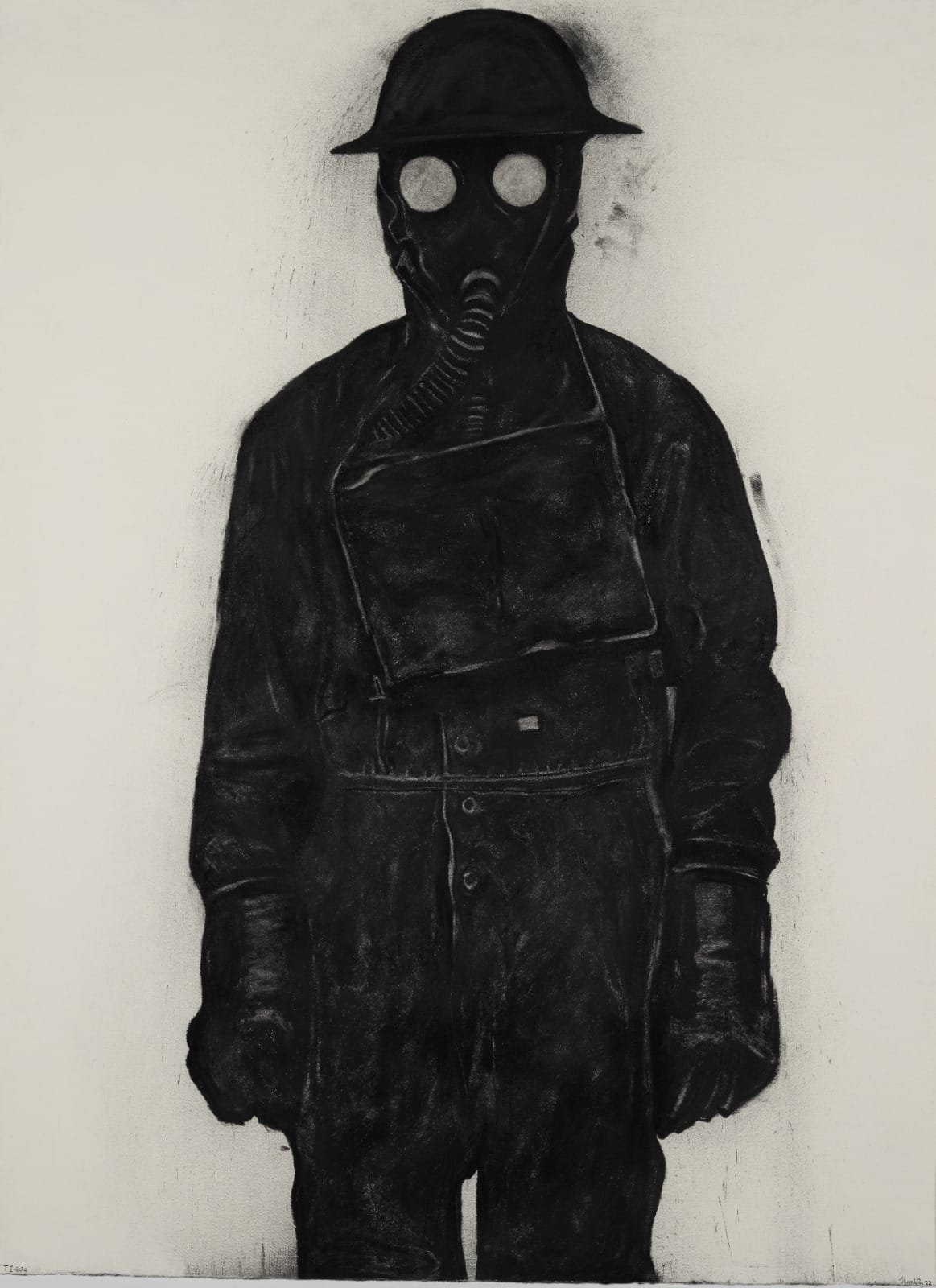 TI-210 was part of a series of drawings called Nocturnal Body commissioned and supported by the Sharjah Art Foundation for the 15º Edition of Sharjah Biennial, 2023. The drawings were reflecting on the violence of the chemical war in Rhodesia (now Zimbabwe) and the cost of freedom from colonialism. The charcoal drawings alludes to the chemical weapons released by the Rhodesian government’s scientific units into water sources, food systems and terrestrial ecosystem