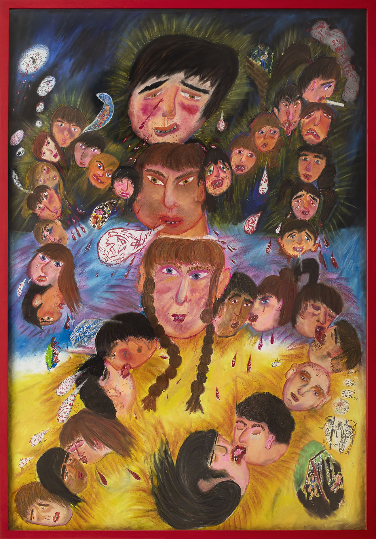 The work seeks to reframe the human body, transforming it into an “emotional body,” a device that integrates and expresses collective emotions. Through delicate strokes, the piece explores how the body can become a vehicle for conveying shared emotional states, beyond its traditional physical form